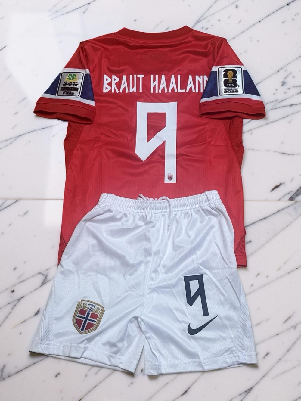 Haaland Norway 2026 World Cup Kids Jersey Shorts Kit #9 Norge Set